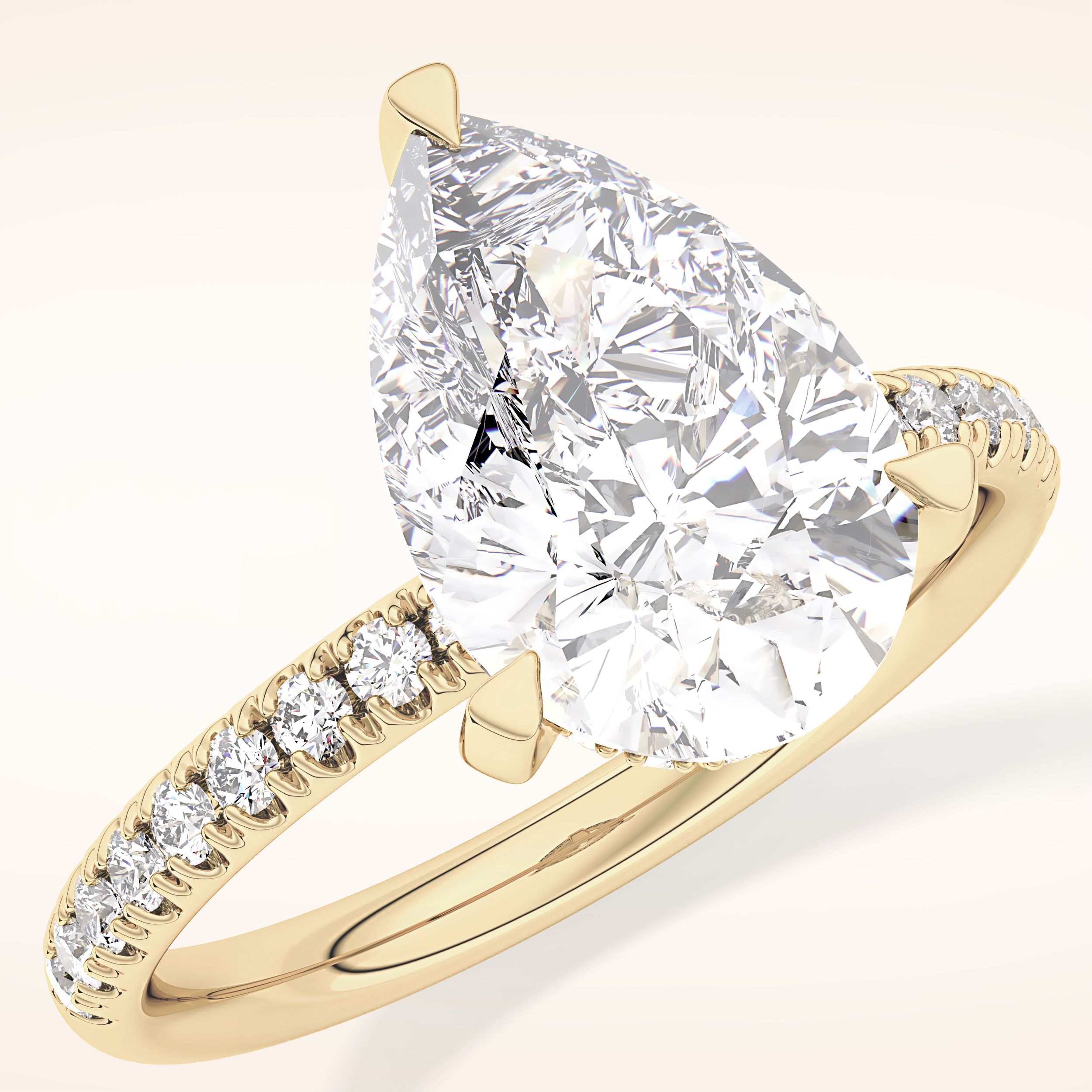 2.84 CT Pear Shaped Hidden Halo & Pave Moissanite Engagement Ring
