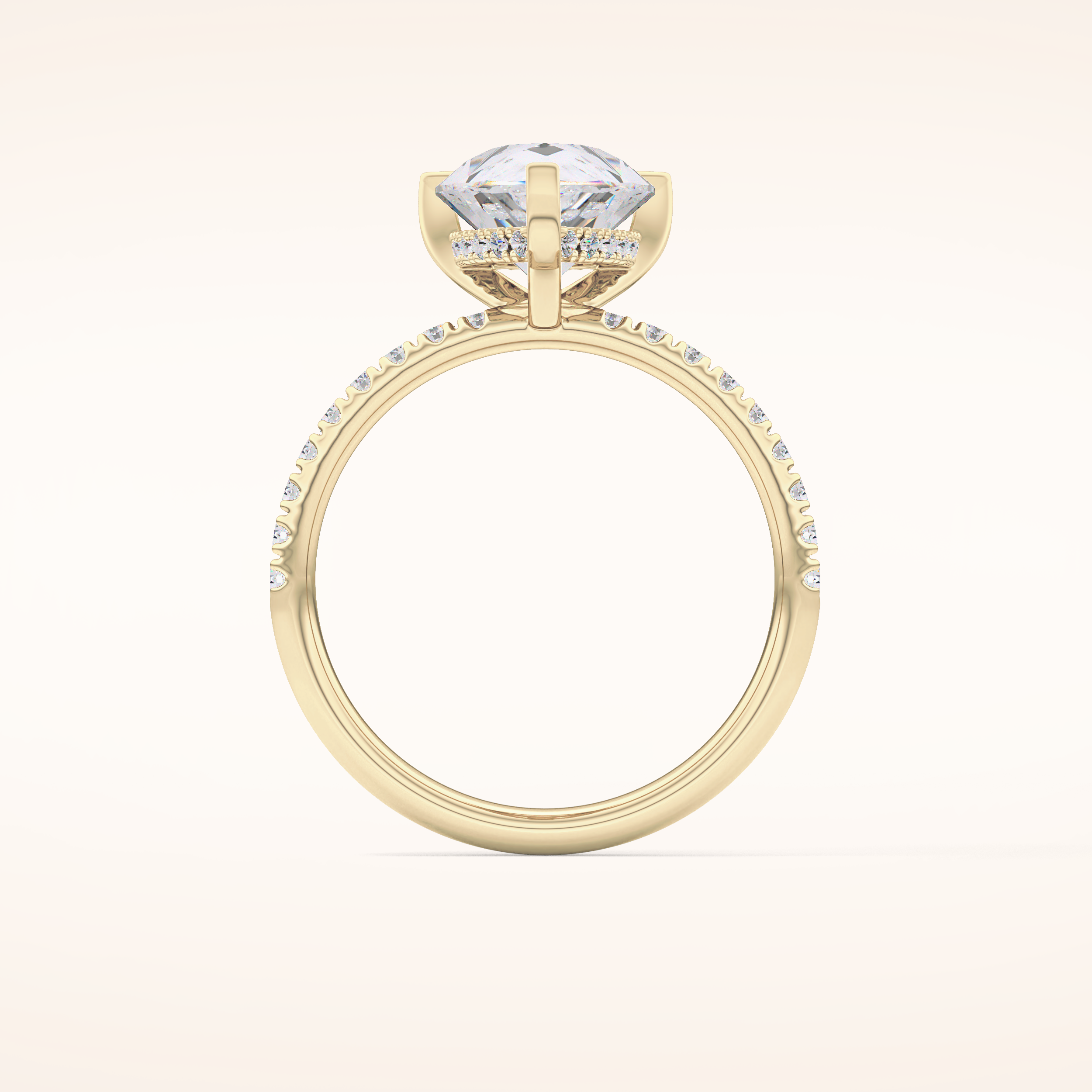 2.84 CT Pear Shaped Hidden Halo & Pave Moissanite Engagement Ring