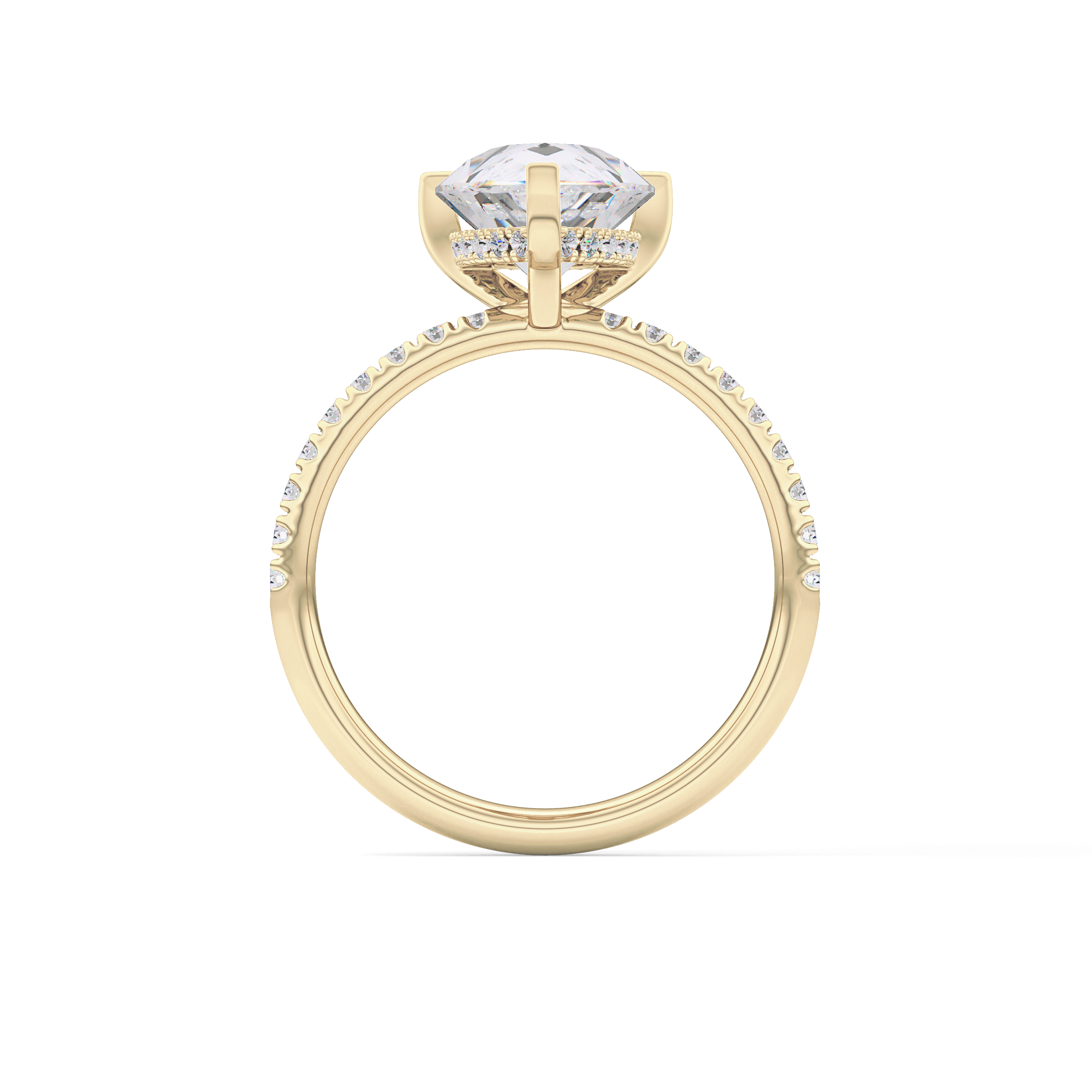 Pear Hidden Halo Pave Lab Grown Diamond Engagement Ring
