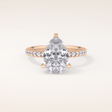 2.84 CT Pear Shaped Hidden Halo & Pave Moissanite Engagement Ring