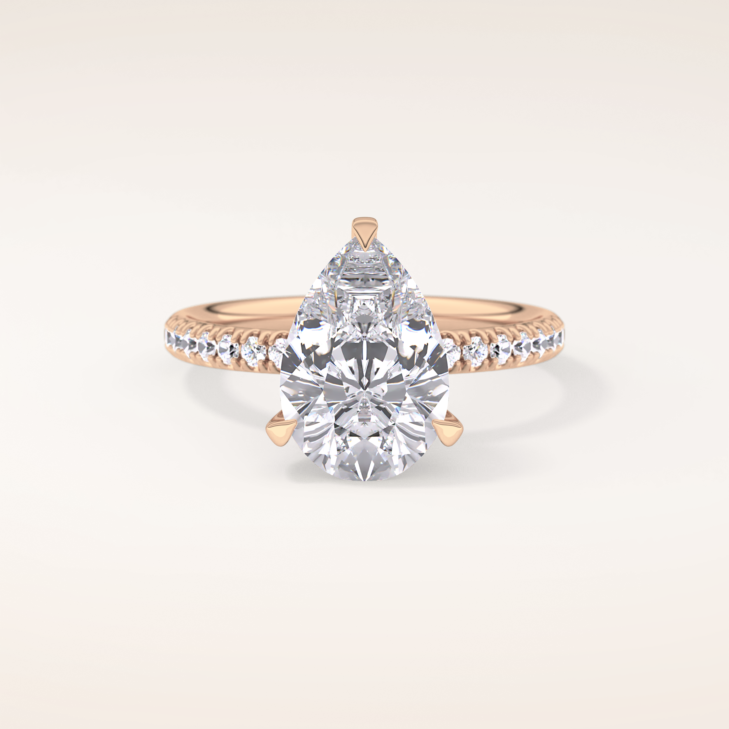 2.84 CT Pear Shaped Hidden Halo & Pave Moissanite Engagement Ring
