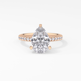 Pear Hidden Halo Pave Lab Grown Diamond Engagement Ring