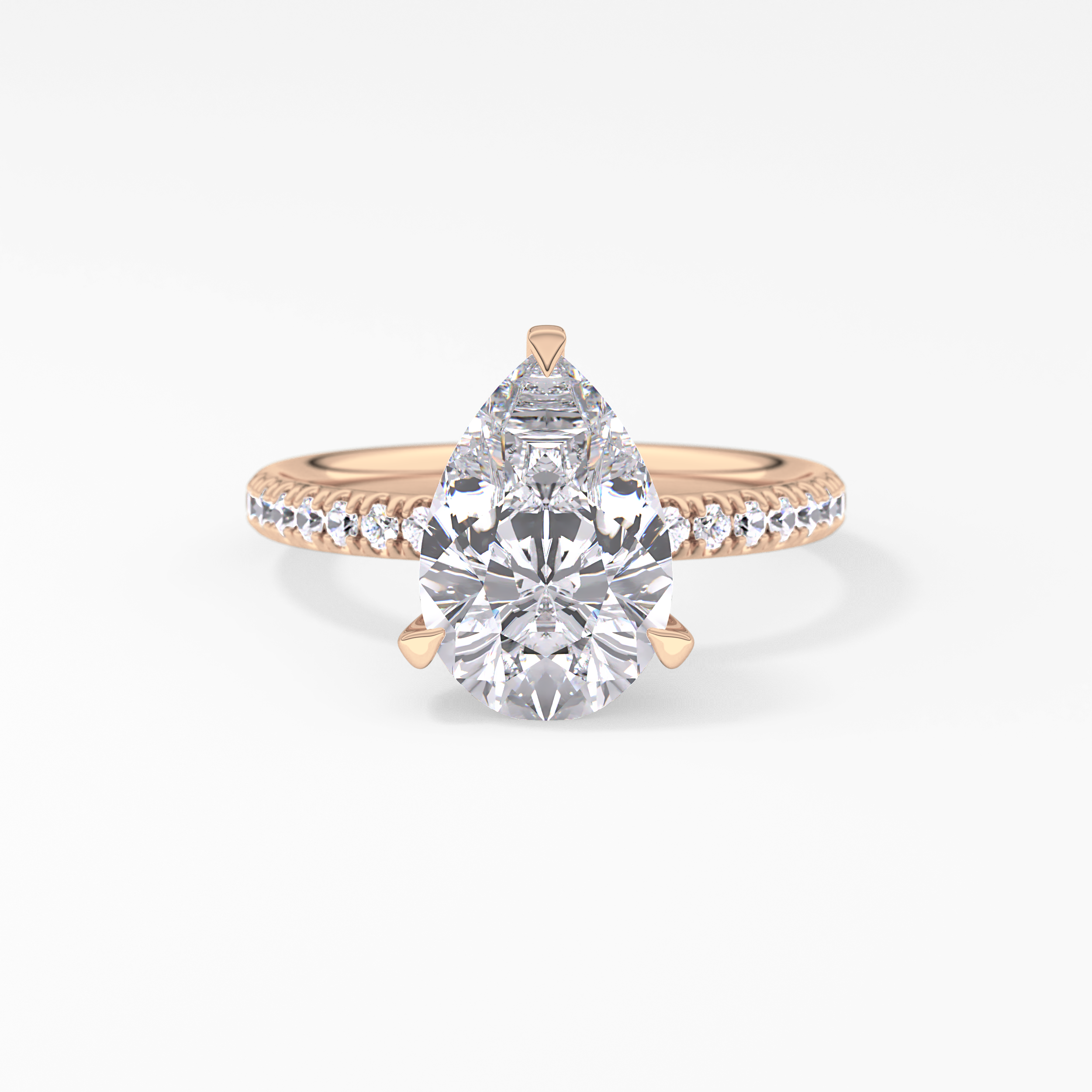 Pear Hidden Halo Pave Lab Grown Diamond Engagement Ring