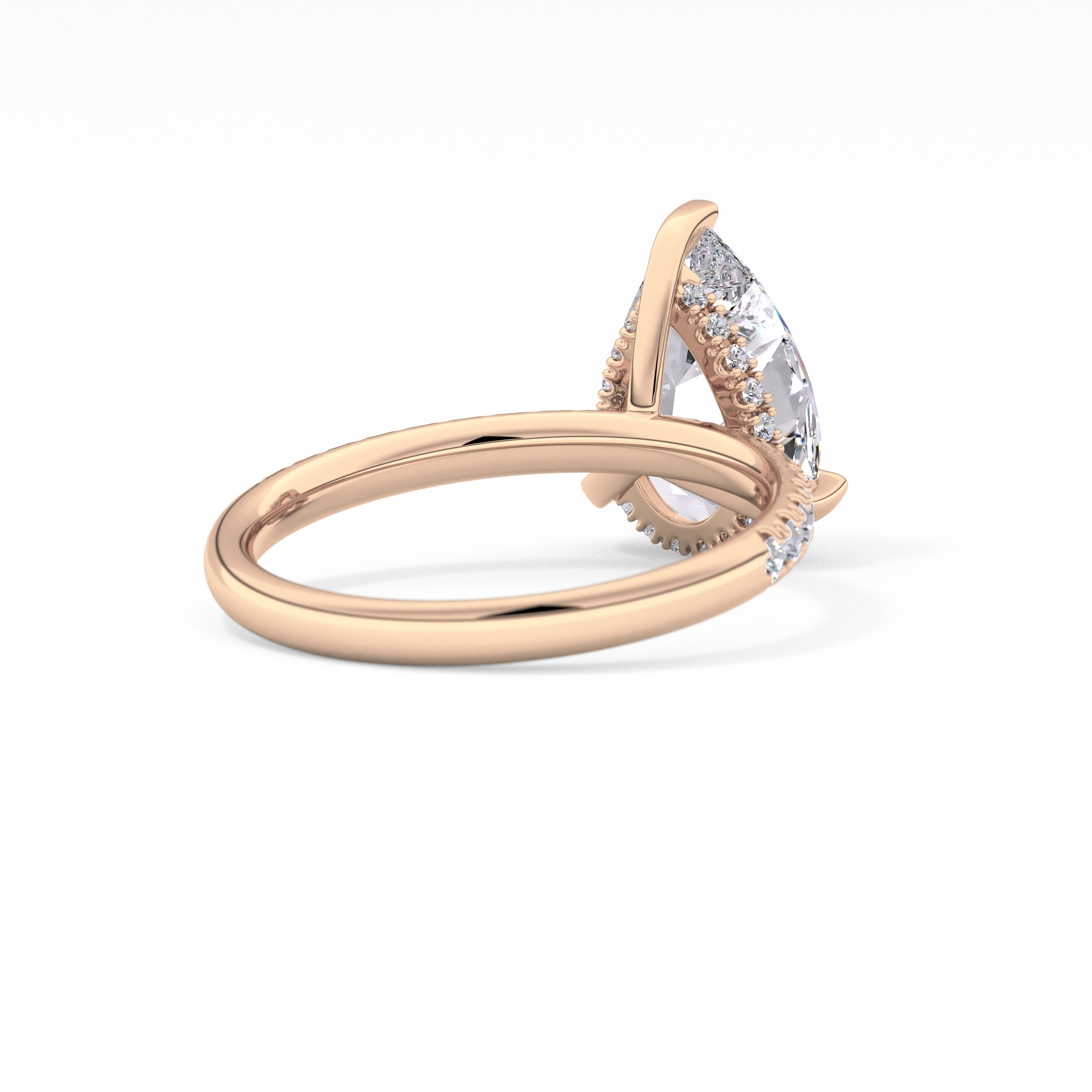 Pear Hidden Halo Pave Lab Grown Diamond Engagement Ring