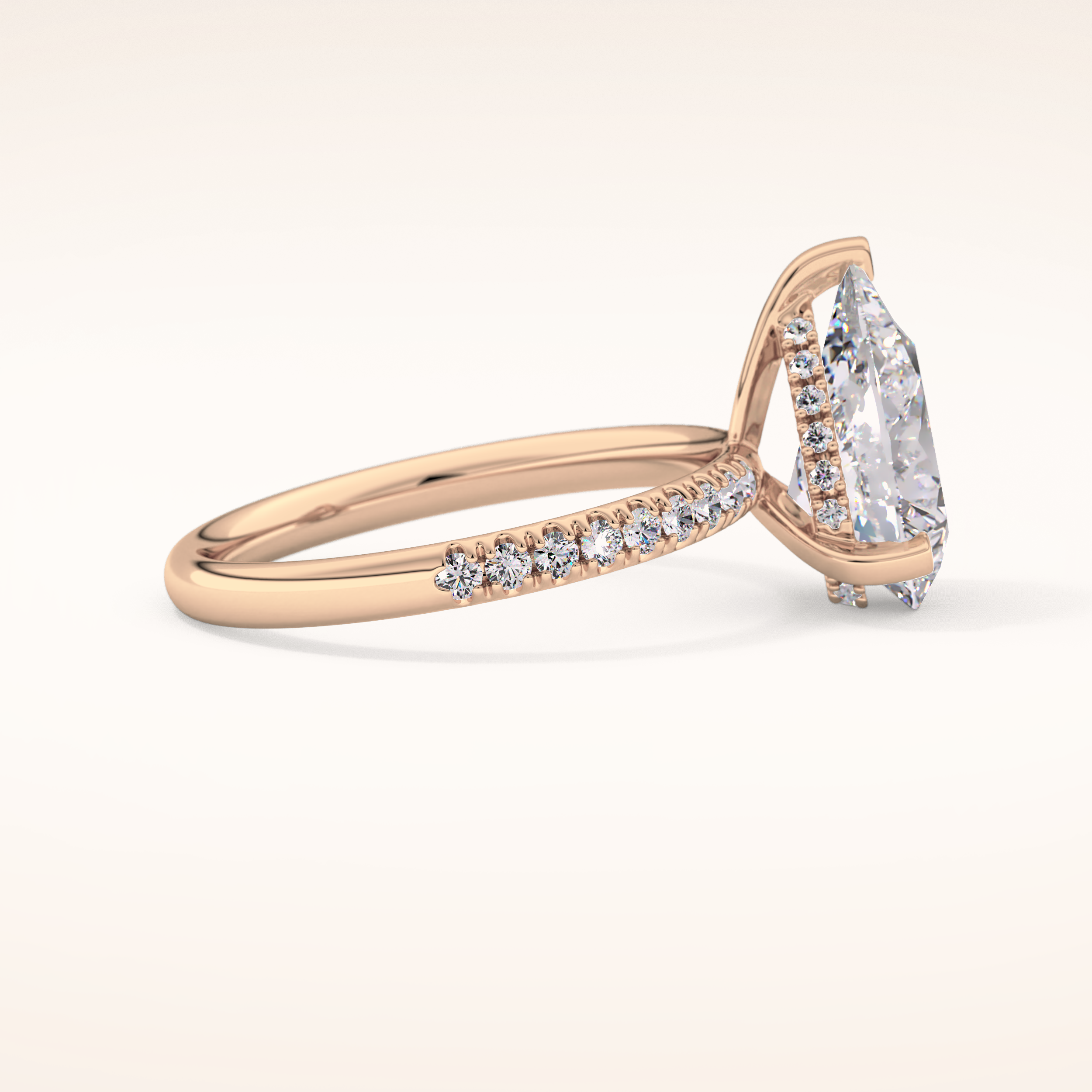 2.84 CT Pear Shaped Hidden Halo & Pave Moissanite Engagement Ring