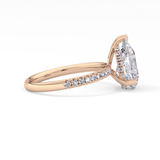 Pear Hidden Halo Pave Lab Grown Diamond Engagement Ring