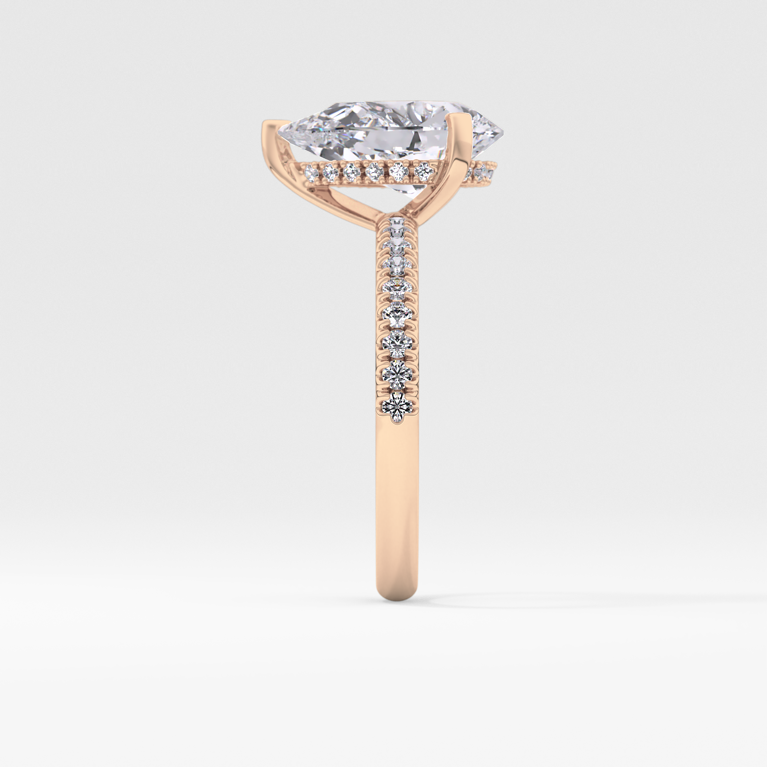 Pear Hidden Halo Pave Lab Grown Diamond Engagement Ring