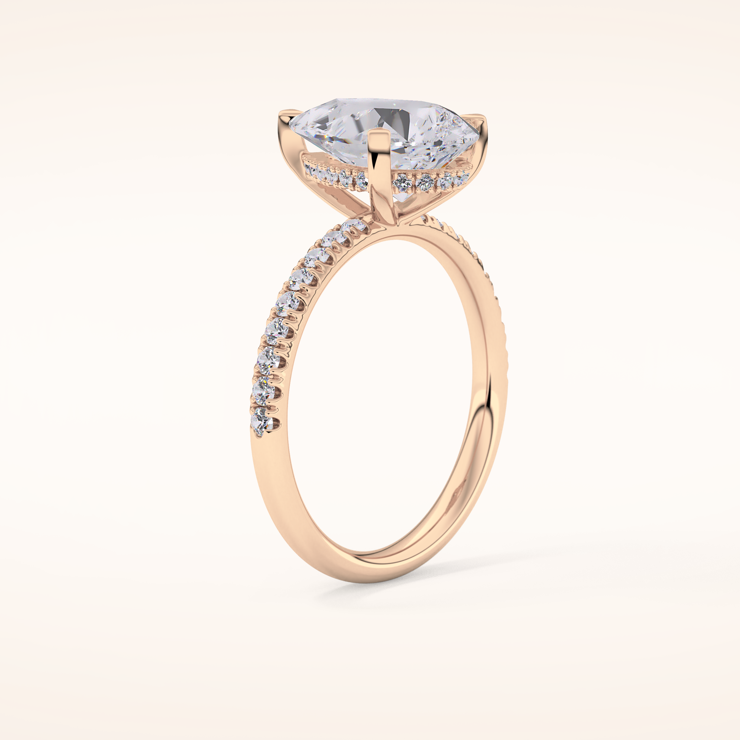 2.84 CT Pear Shaped Hidden Halo & Pave Moissanite Engagement Ring