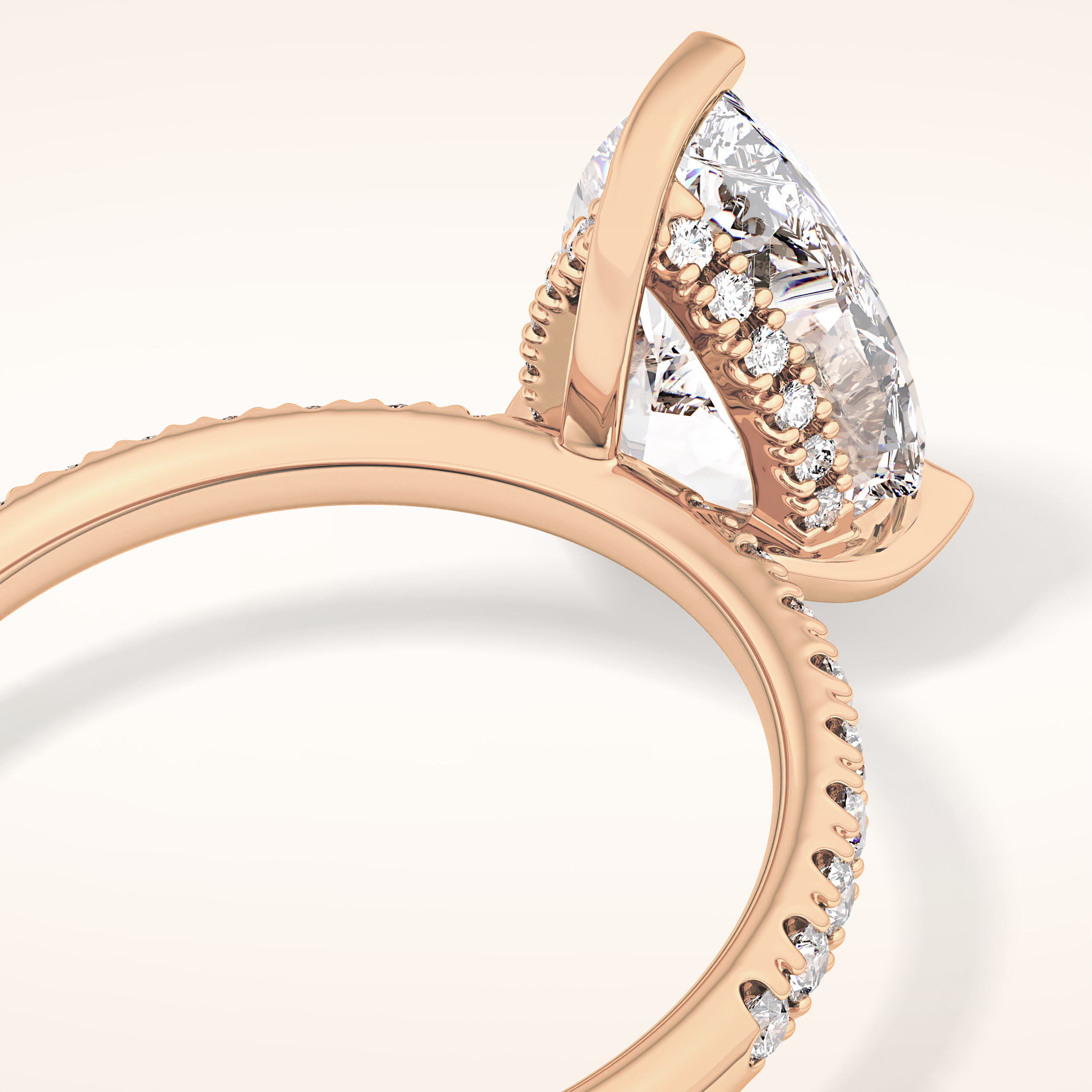 2.84 CT Pear Shaped Hidden Halo & Pave Moissanite Engagement Ring