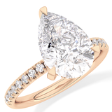 Pear Hidden Halo Pave Lab Grown Diamond Engagement Ring