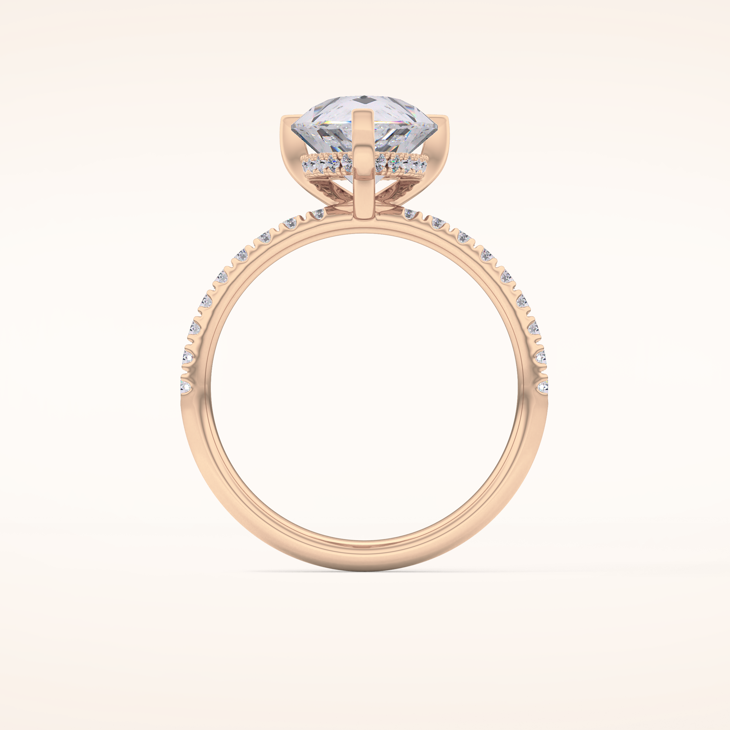 2.84 CT Pear Shaped Hidden Halo & Pave Moissanite Engagement Ring