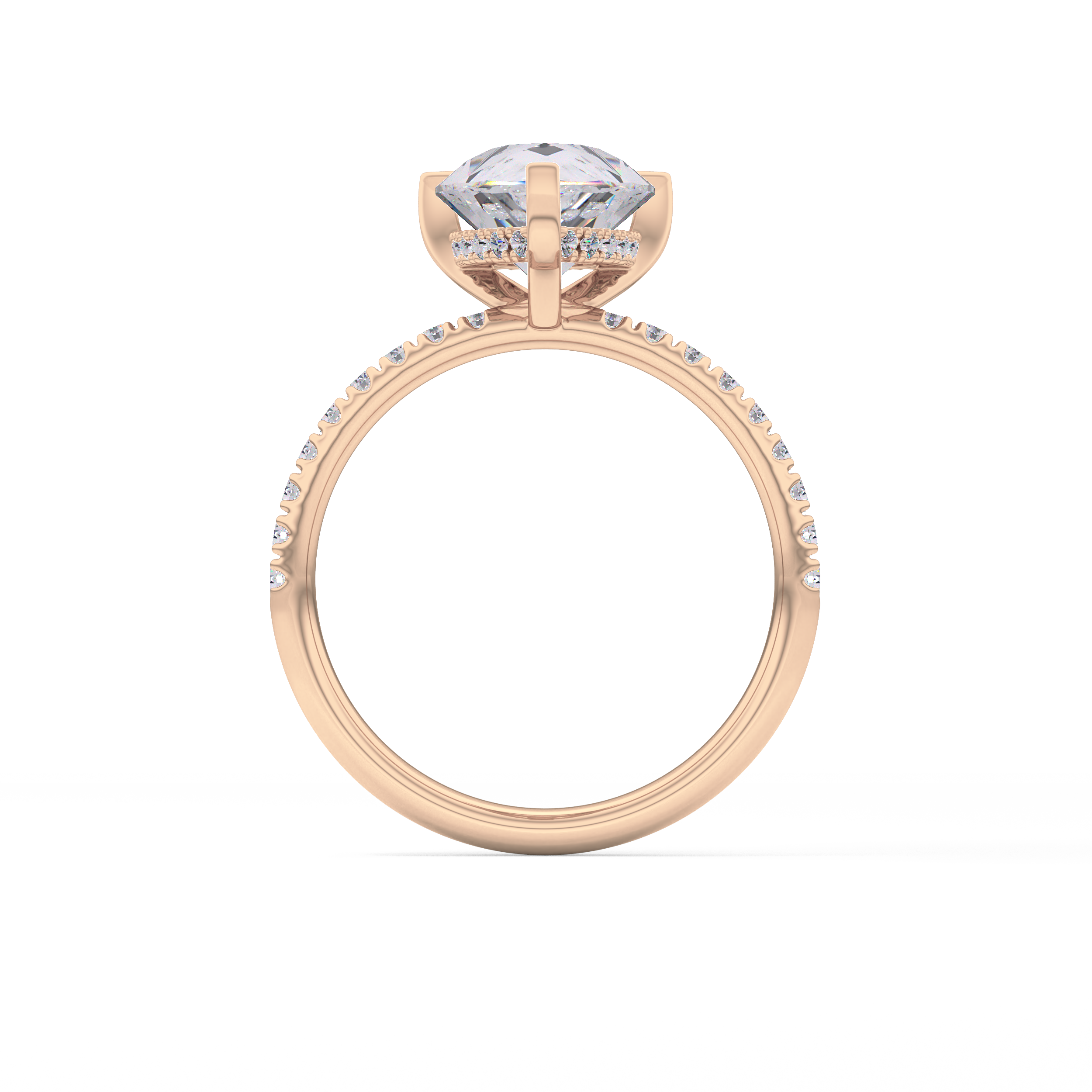 Pear Hidden Halo Pave Lab Grown Diamond Engagement Ring