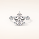 2.84 CT Pear Shaped Hidden Halo & Pave Moissanite Engagement Ring