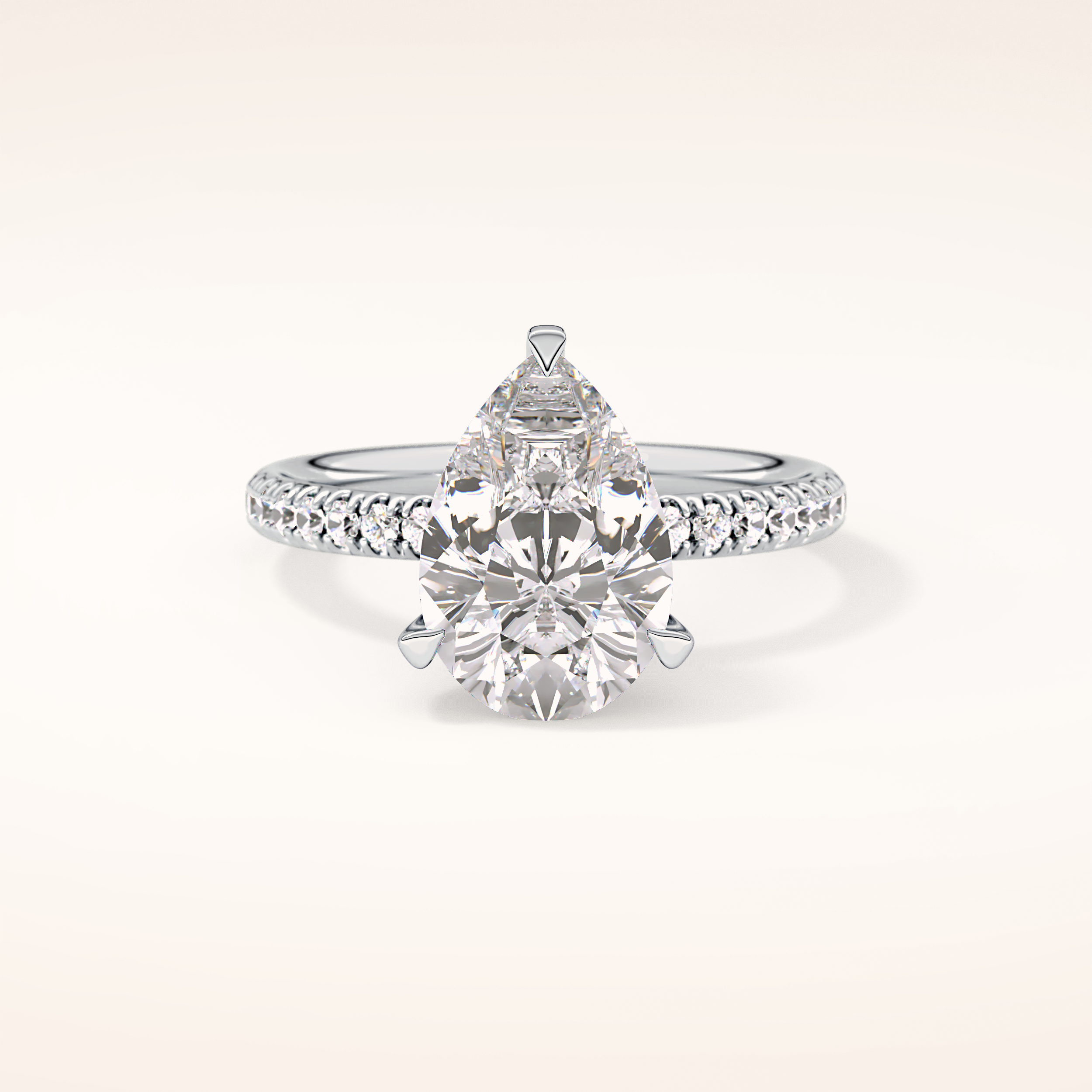 2.84 CT Pear Shaped Hidden Halo & Pave Moissanite Engagement Ring