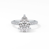 Pear Hidden Halo Pave Lab Grown Diamond Engagement Ring
