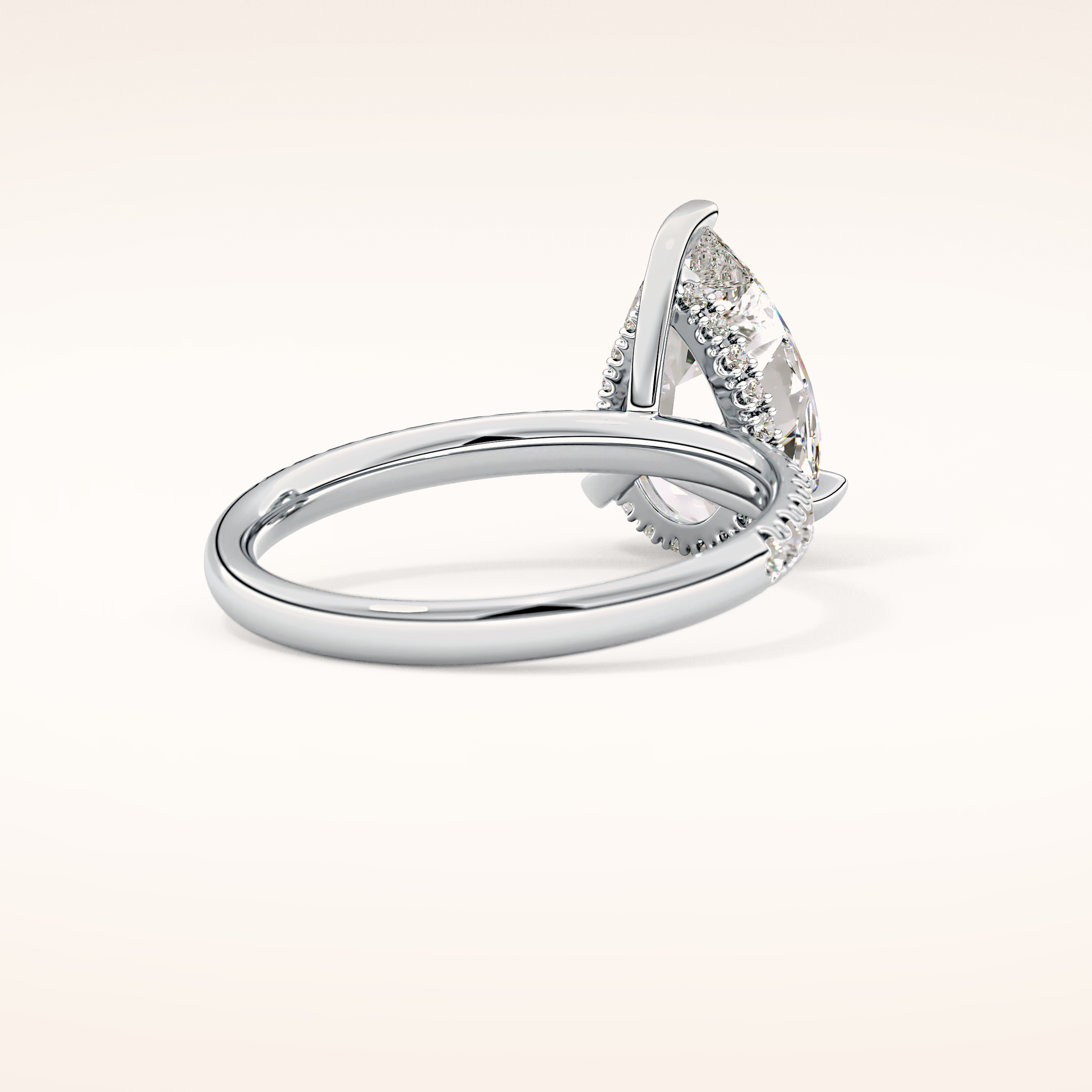 2.84 CT Pear Shaped Hidden Halo & Pave Moissanite Engagement Ring