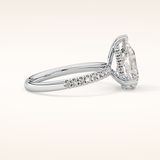 2.84 CT Pear Shaped Hidden Halo & Pave Moissanite Engagement Ring