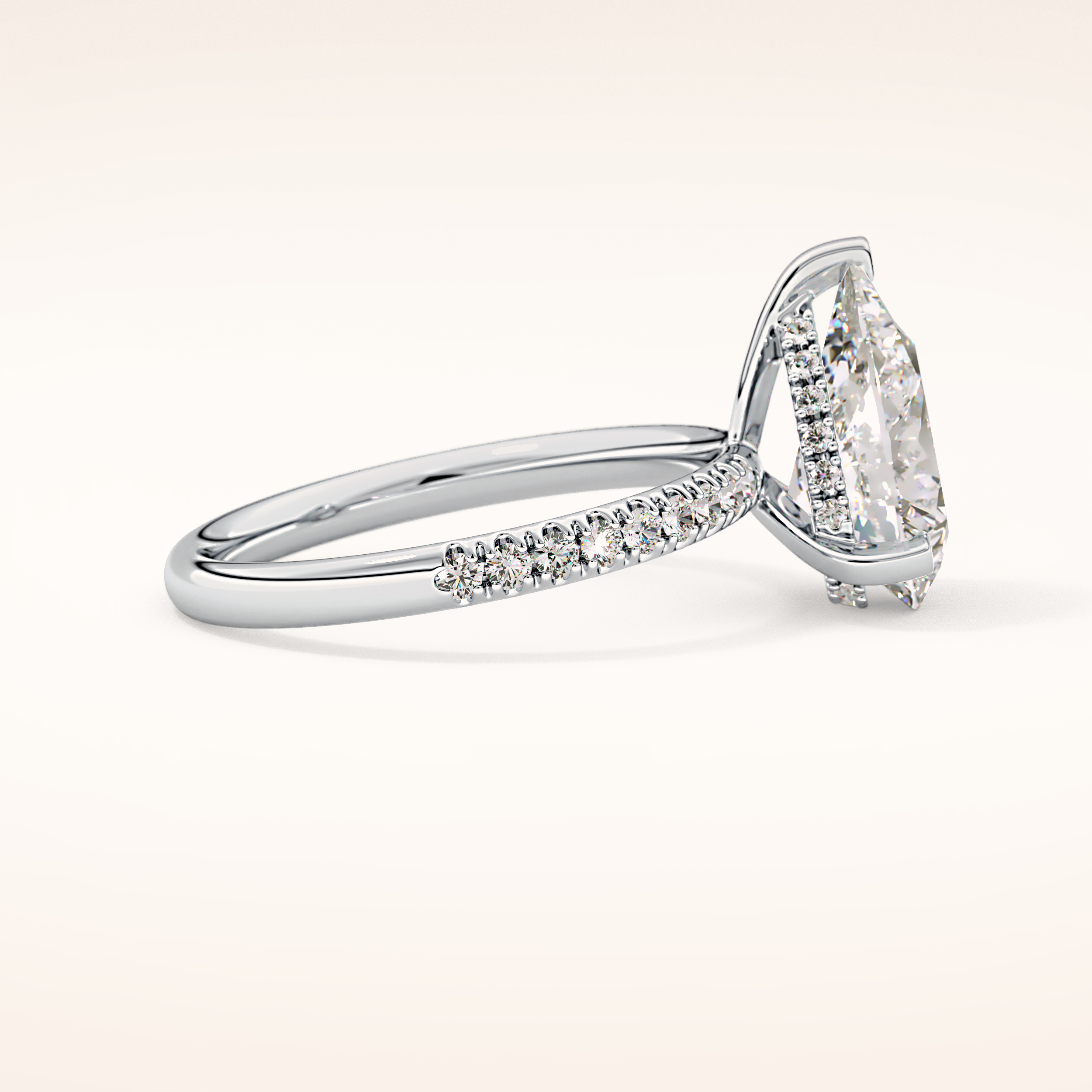 2.84 CT Pear Shaped Hidden Halo & Pave Moissanite Engagement Ring