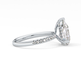 Pear Hidden Halo Pave Lab Grown Diamond Engagement Ring