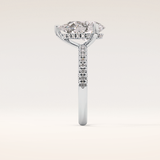 2.84 CT Pear Shaped Hidden Halo & Pave Moissanite Engagement Ring