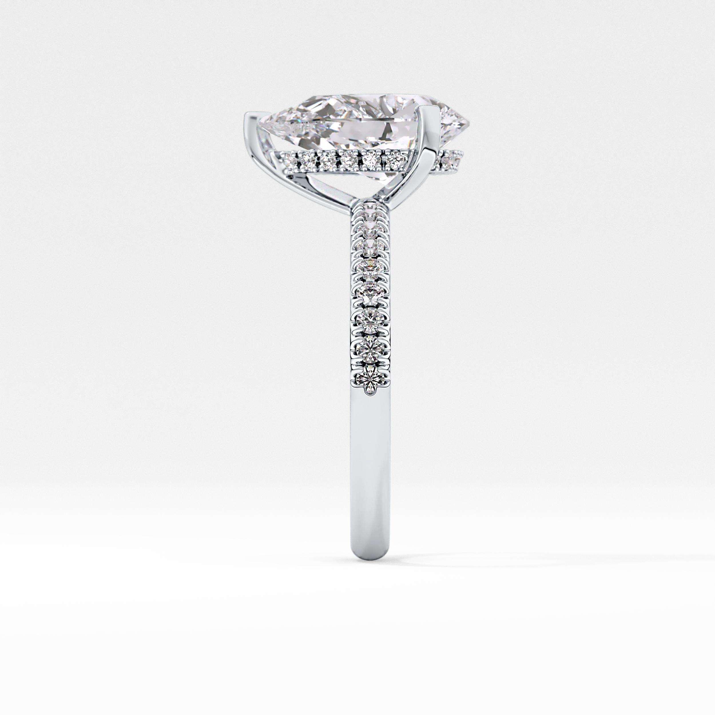 Pear Hidden Halo Pave Lab Grown Diamond Engagement Ring