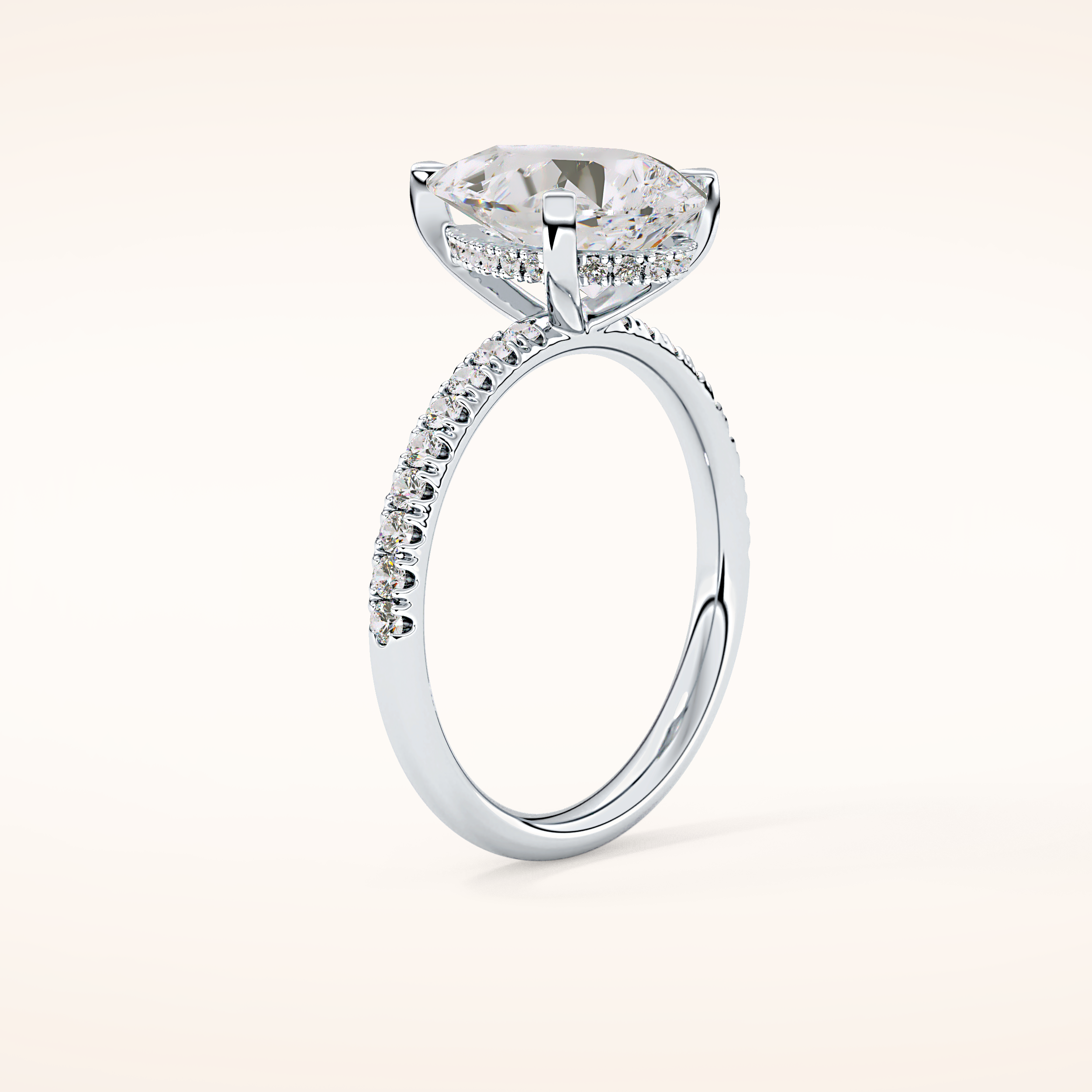 2.84 CT Pear Shaped Hidden Halo & Pave Moissanite Engagement Ring
