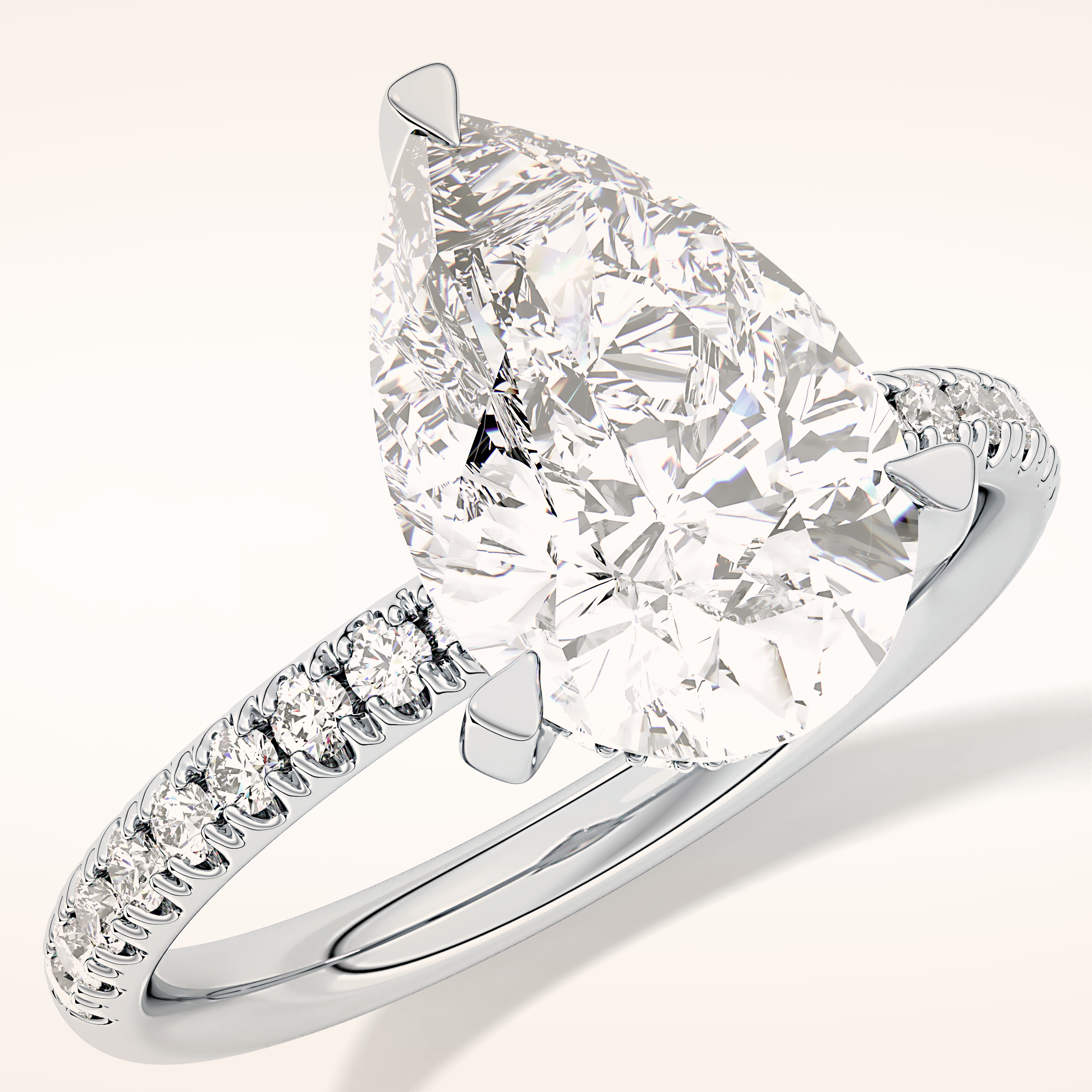 2.84 CT Pear Shaped Hidden Halo & Pave Moissanite Engagement Ring