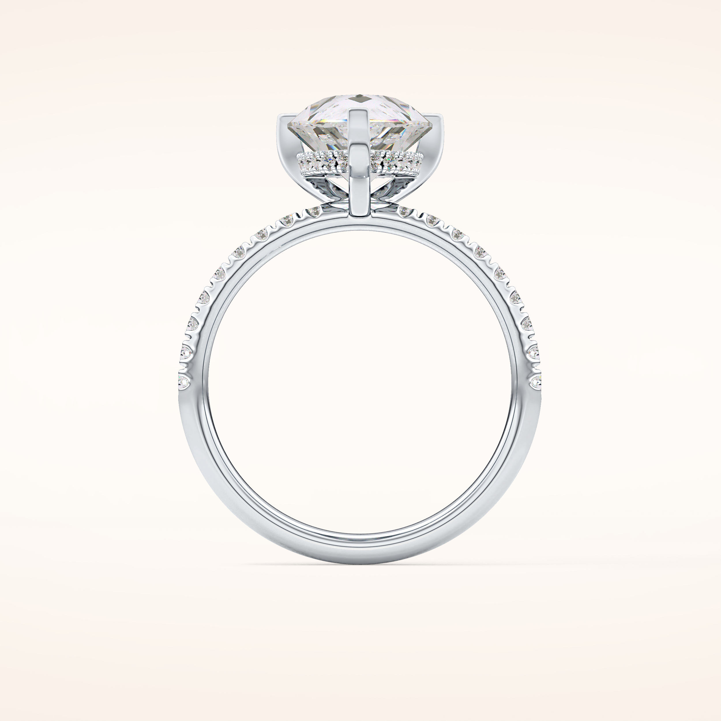 2.84 CT Pear Shaped Hidden Halo & Pave Moissanite Engagement Ring