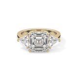 Emerald Three Stone Lab Grown Diamond Engagement Ring