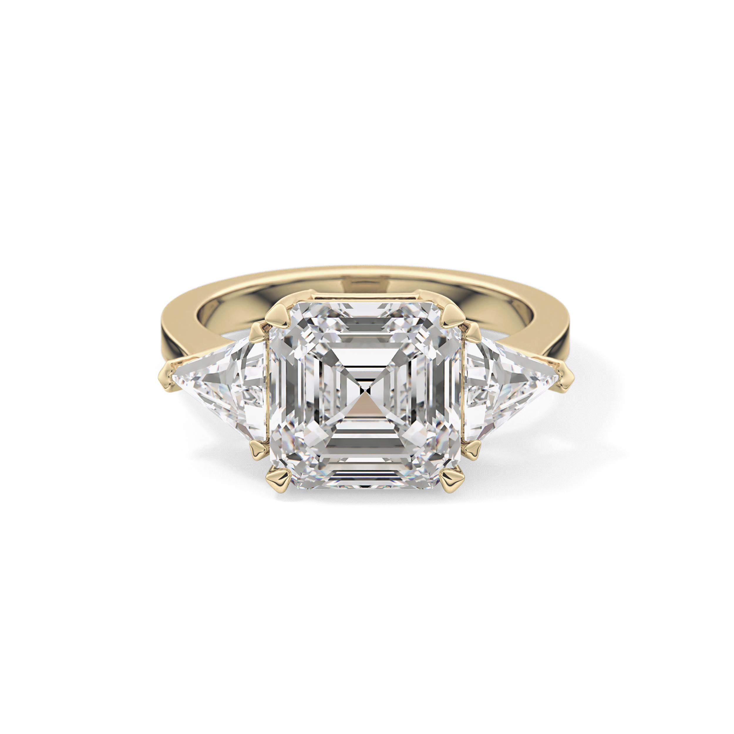 Emerald Three Stone Lab Grown Diamond Engagement Ring