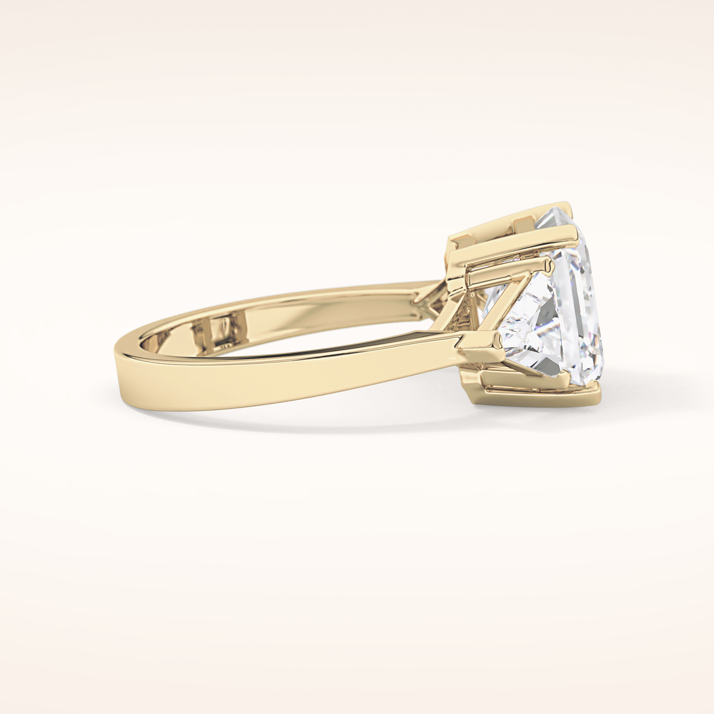 3.78 CT Asscher Shaped Three Stone Moissanite Engagement Ring