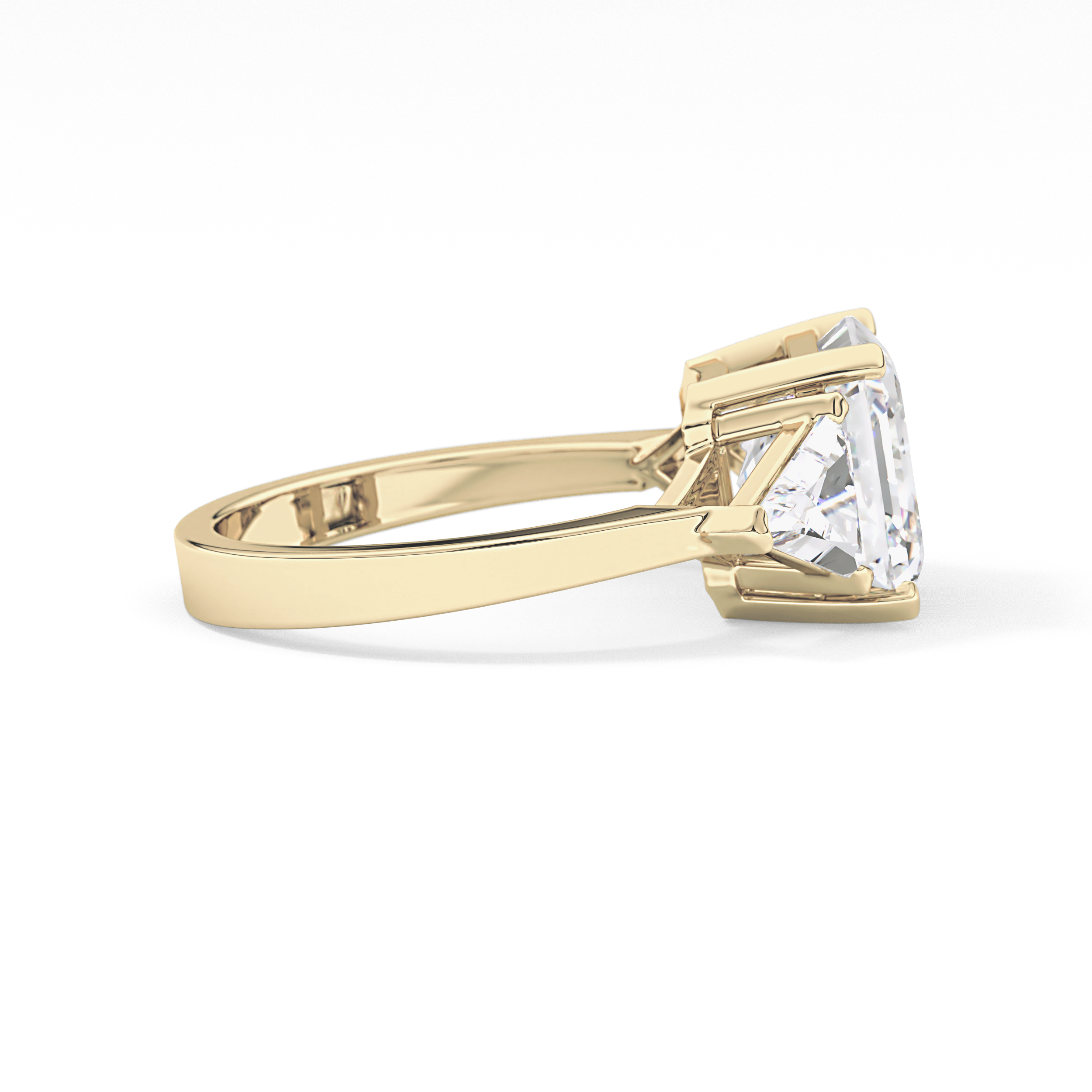 Emerald Three Stone Lab Grown Diamond Engagement Ring