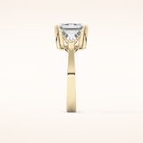 3.78 CT Asscher Shaped Three Stone Moissanite Engagement Ring