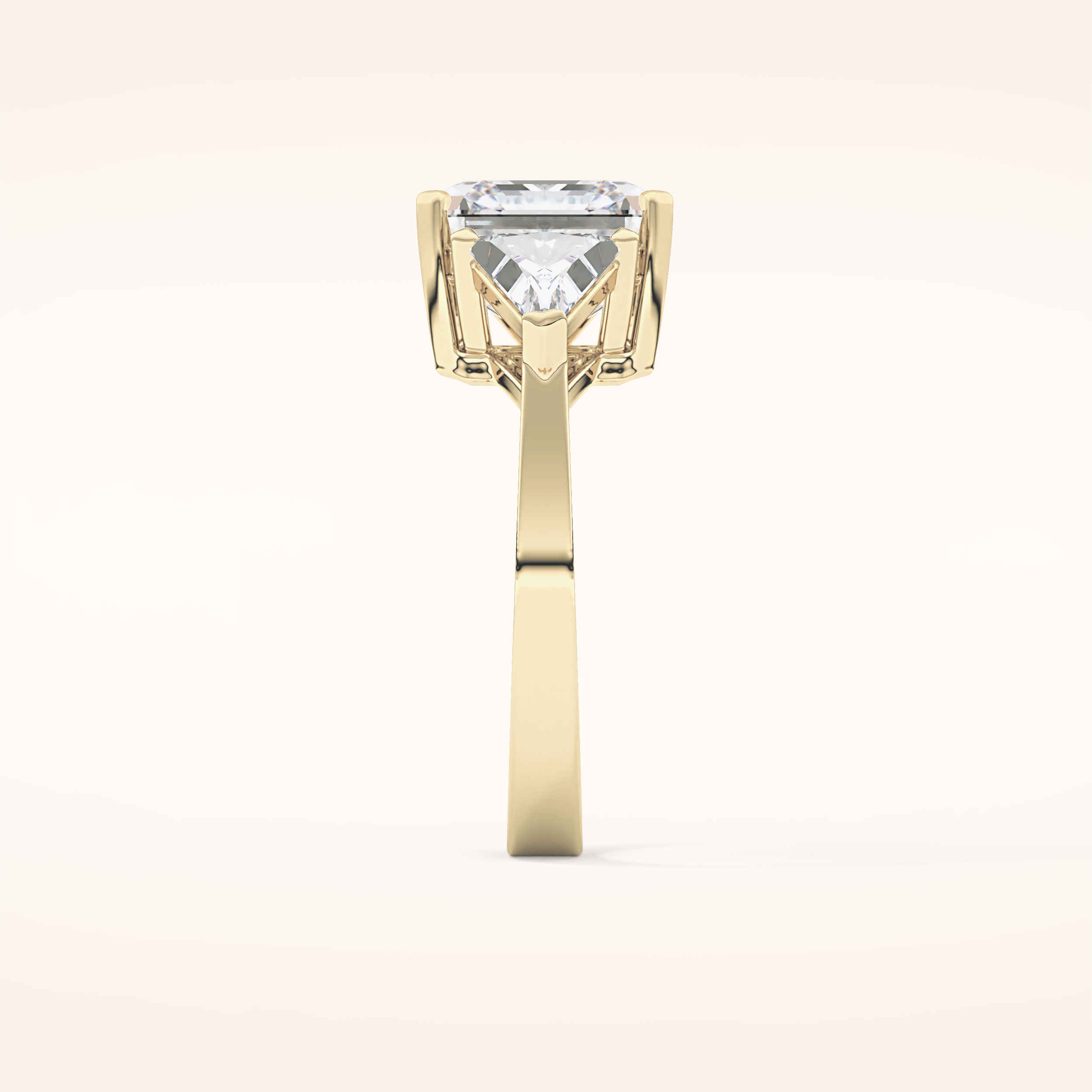 3.78 CT Asscher Shaped Three Stone Moissanite Engagement Ring