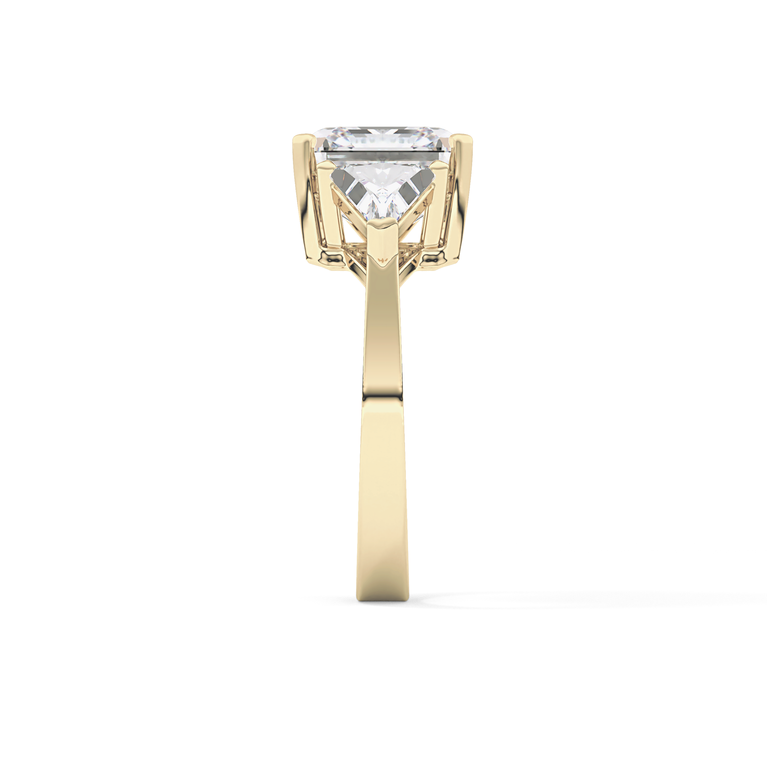 Emerald Three Stone Lab Grown Diamond Engagement Ring