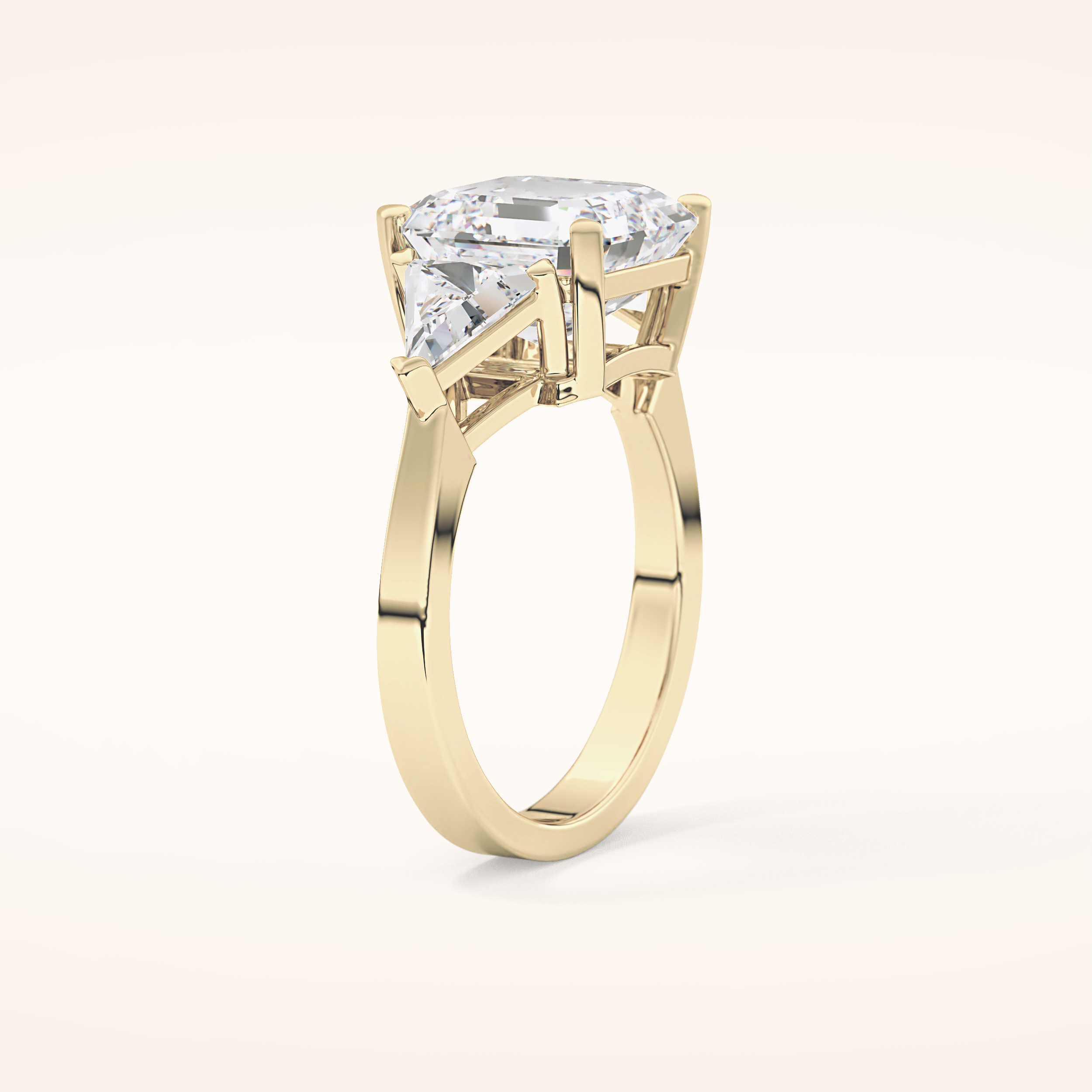 3.78 CT Asscher Shaped Three Stone Moissanite Engagement Ring