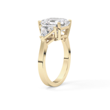 Emerald Three Stone Lab Grown Diamond Engagement Ring