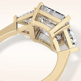 3.78 CT Asscher Shaped Three Stone Moissanite Engagement Ring