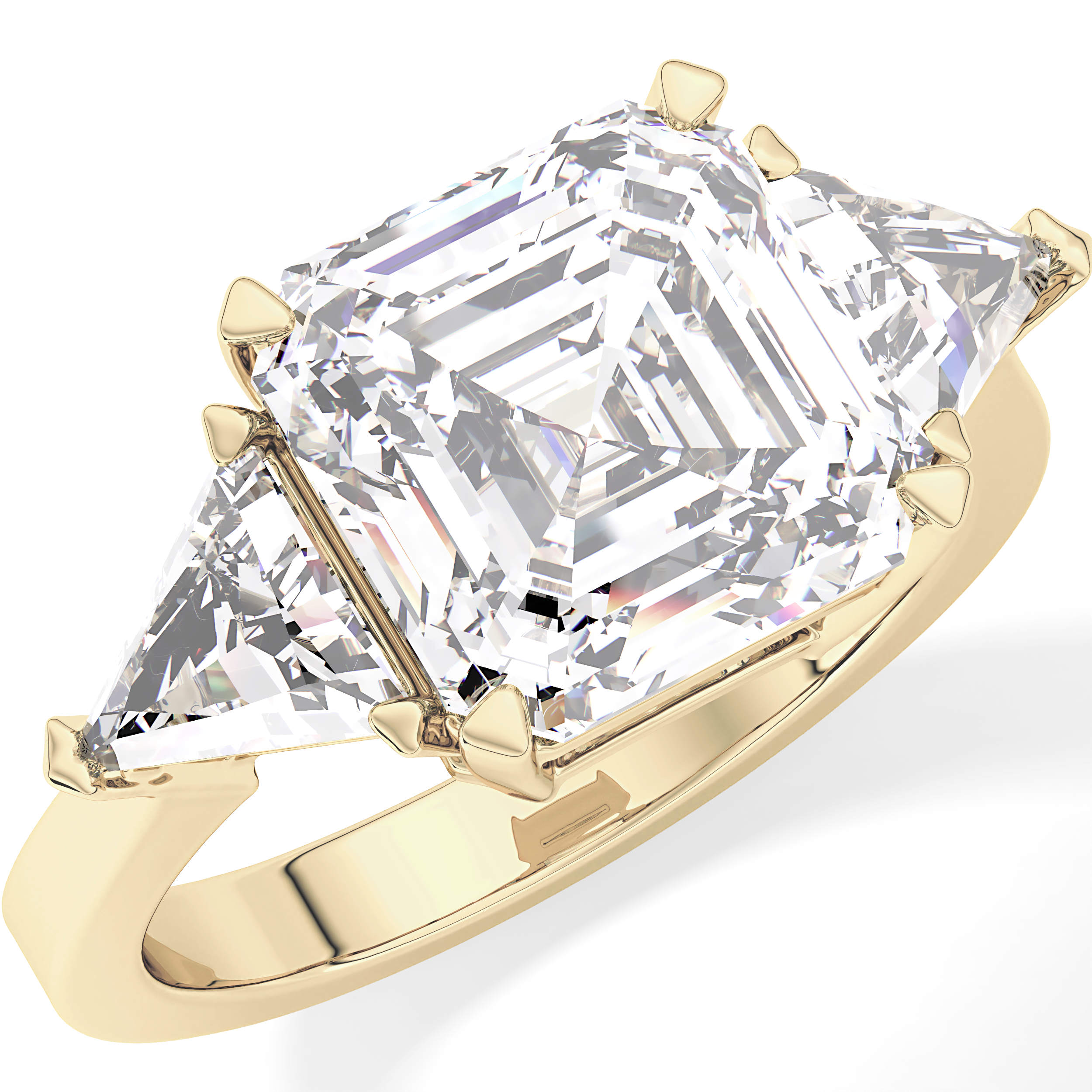 Emerald Three Stone Lab Grown Diamond Engagement Ring