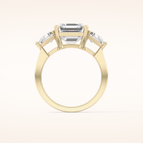 3.78 CT Asscher Shaped Three Stone Moissanite Engagement Ring