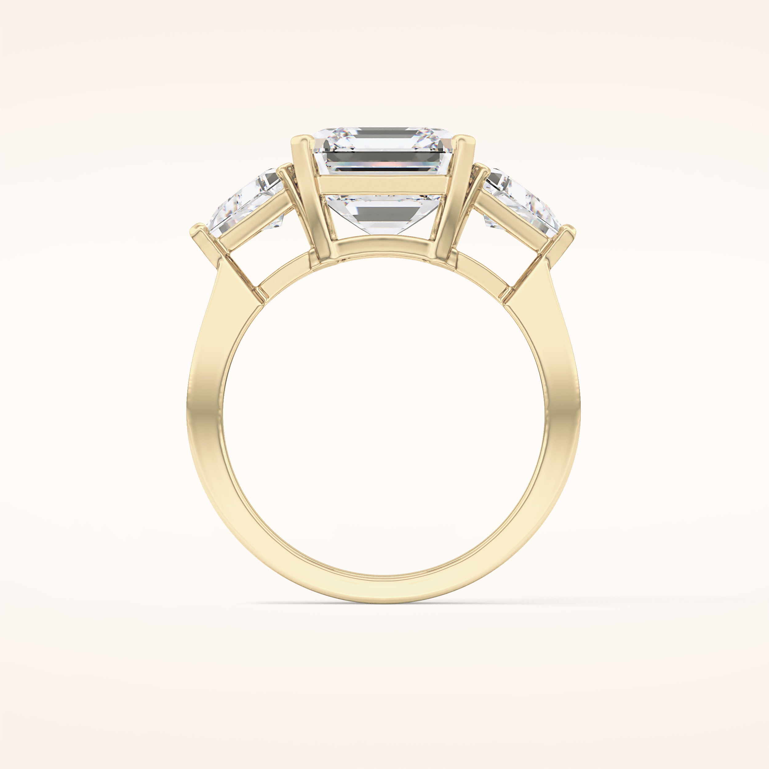 3.78 CT Asscher Shaped Three Stone Moissanite Engagement Ring