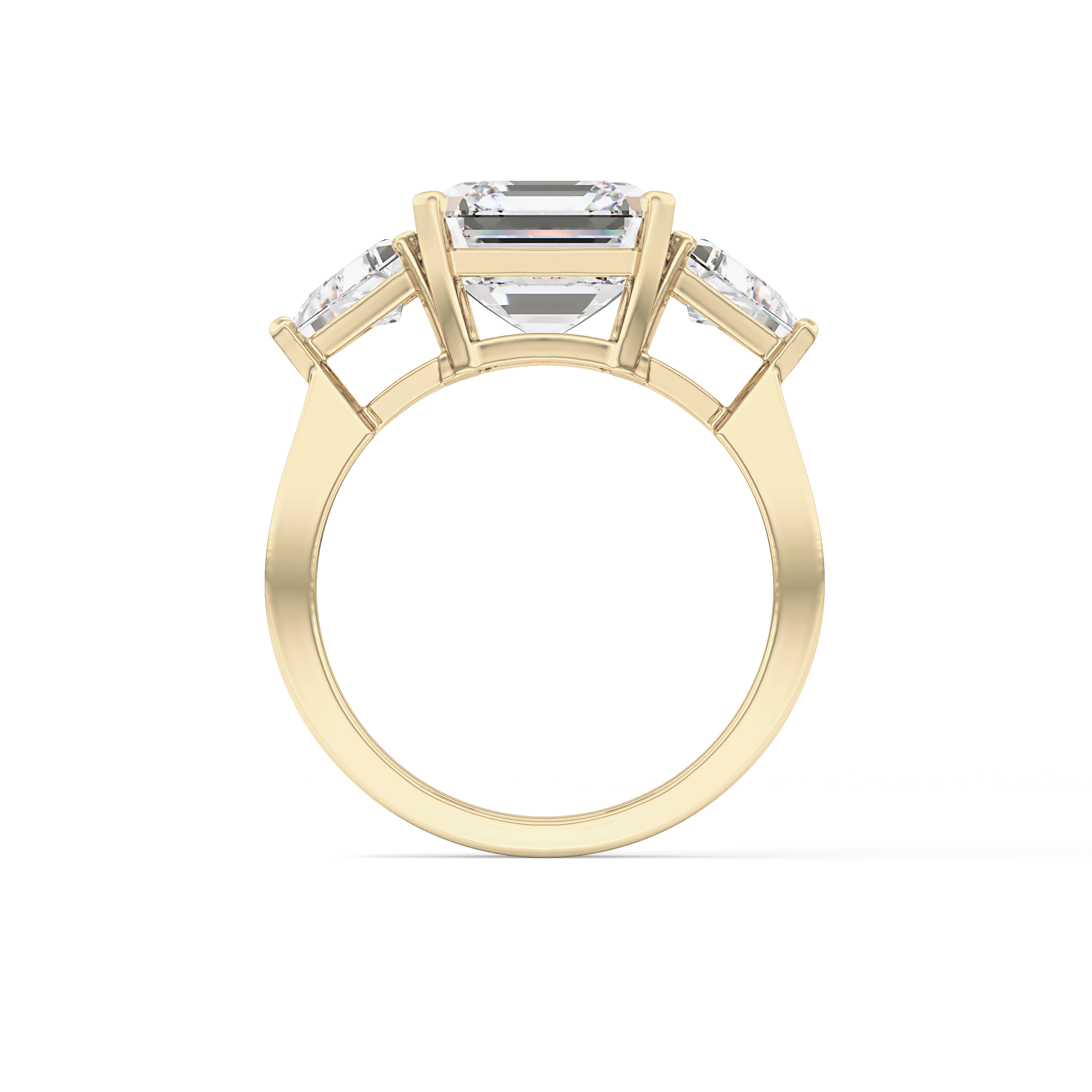 Emerald Three Stone Lab Grown Diamond Engagement Ring