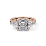 Emerald Three Stone Lab Grown Diamond Engagement Ring