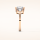 3.78 CT Asscher Shaped Three Stone Moissanite Engagement Ring