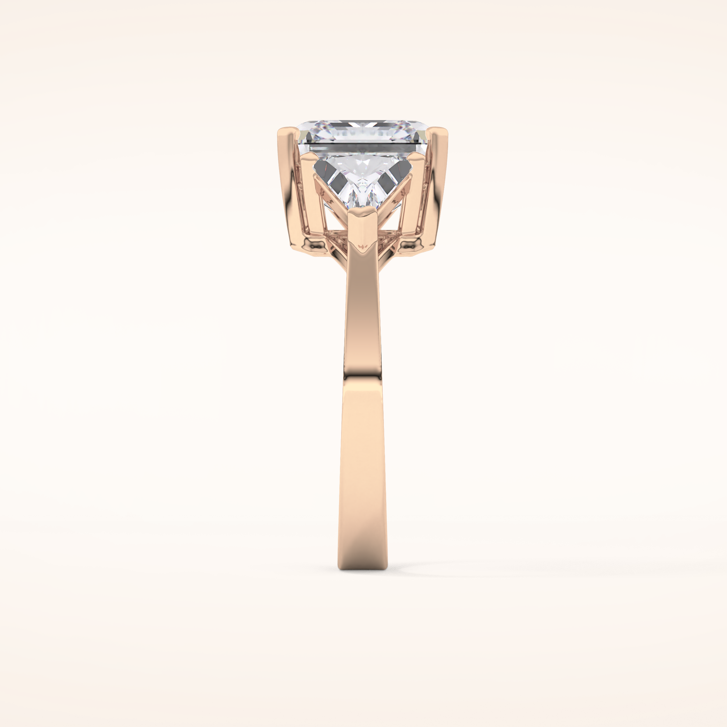 3.78 CT Asscher Shaped Three Stone Moissanite Engagement Ring