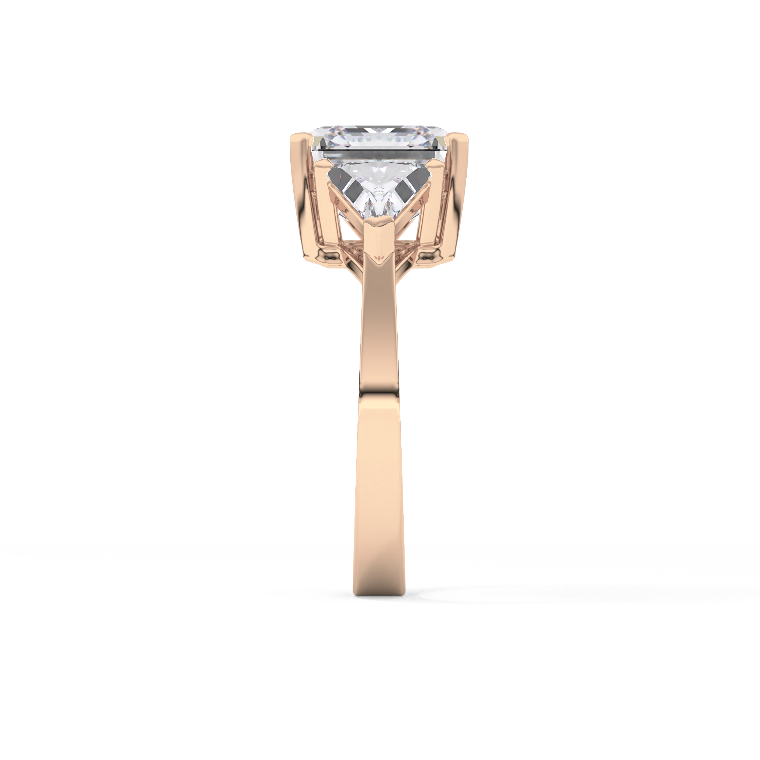 Emerald Three Stone Lab Grown Diamond Engagement Ring