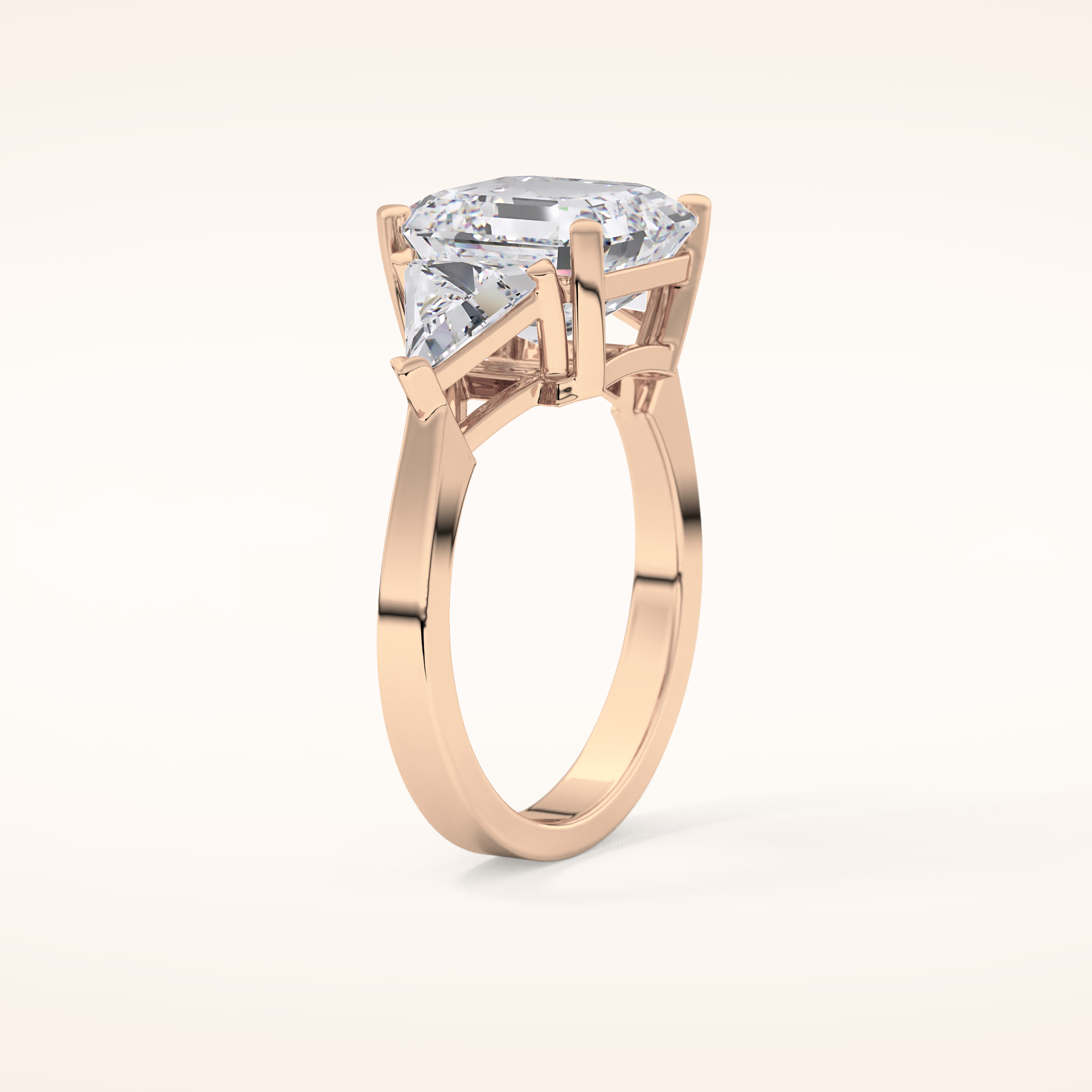 3.78 CT Asscher Shaped Three Stone Moissanite Engagement Ring
