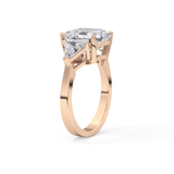 Emerald Three Stone Lab Grown Diamond Engagement Ring