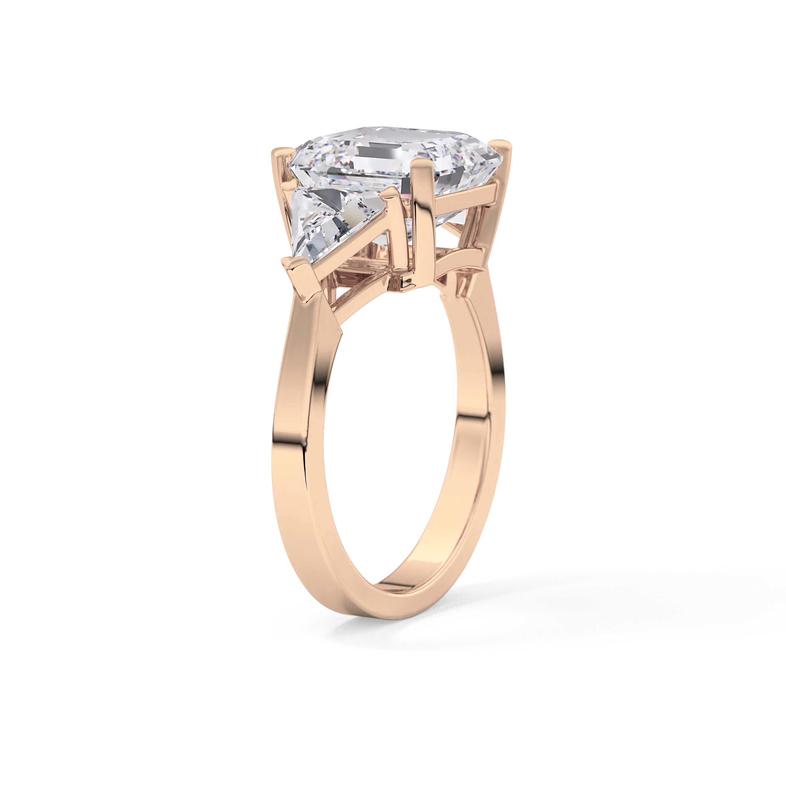 Emerald Three Stone Lab Grown Diamond Engagement Ring