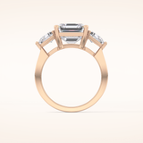 3.78 CT Asscher Shaped Three Stone Moissanite Engagement Ring